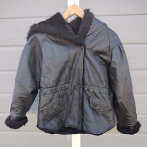 Reversible Girls Genuine Leather Jacket M (10-12)